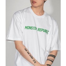 몬스터 베이직 로고 티셔츠 화이트 (라이트그린)