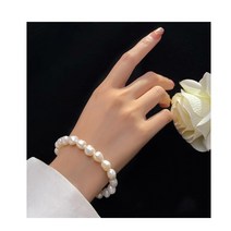 리얼 담수 진주 구슬 팔찌 못난이 재물 여자 패션 천연 뱅글 팔걸이 비즈 커풀 여성 공방 밴딩 써치컬