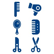 오피스왕국 헤어샵 가위 빗 거울 드라이기 그래픽 스티커 미용실 hair1, 오션블루