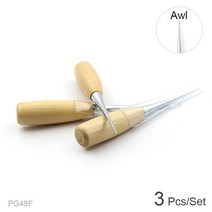 견고한 합금 강철 나무 손잡이 펀칭 테이퍼 송곳 공예 천 스크래치 후크 구멍 수리 도구 DIY 가죽 바느질, 05 wood awl 3 Pcs