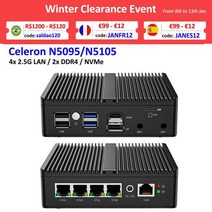 인텔 셀러론 N5105/N5100 소프트 라우터 팬리스 미니 PC 4x i225 2.5G LAN HDMI DP pfSense 방화벽 기기 ESXI AESNI, 해외공급사, Celeron N5105 + EU, 16GB DDR4 256GB NVMe