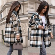 롱패딩 경량패딩 누빔 조끼 여성을위한 자켓 패션 dressy 컬러 블록 격자 무늬 셔츠 버튼 다운 카디건 긴 소매 주머니 코트 outwear veste femme