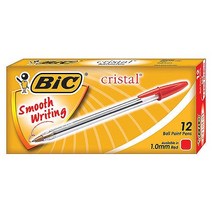 볼펜추천 볼펜 BIC 크리스탈볼펜 1.0mm/적/12개입, 해당 상품 선택하기