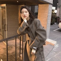 Mao여성 캐시미어 코트 중간 길이 새로운 한국어 스타일 캐주얼 누비 이불 코코아 모직 코트