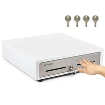 POS(POS) 시스템용 40.6cm(16인치) 수동 푸시 오픈 현금 등록기 서랍 - 화이트 및 스테인리스 스틸 전면 터치 패널 - 탈착식 트레이가 있는 내구성 있는 현금 서랍, White and Stainless Steel, 16 - 5 Bill 8 Coin