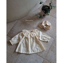 베베 자수꽃블라우스 슈크림 봄아기옷 베이비 돌 아기 선물용