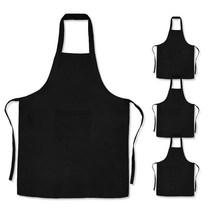 긱보드 주방 카페 생활방수 포켓 앞치마 세트, 4개, 블랙