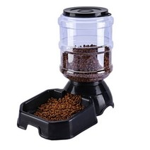 K5DC 자동 Waterer 식품 공급기 3.8 L 워터 디스펜서 8 Lbs 중력이 작은 중형 및 대형 고양이 개용 Fed, Food Feeder black