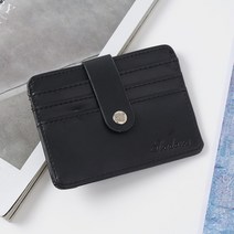 사각 단추 가죽 카드지갑 블랙 미니 지갑 명함 지퍼 동전