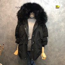 라임브릿지 산드 오리털 리얼 왕 라쿤 숏 패딩