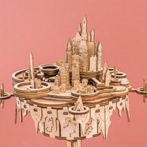 천공의성라퓨타 하울의움직이는성 오르골 DIY 지브리 입체 퍼즐 나무 포뇨 원목 뮤직박스, A