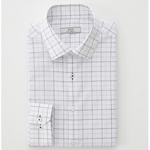 에스티코 화이트 클래식핏 체크패턴 슬럽 셔츠