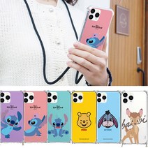 아이폰12프로맥스 케이스 GF 디즈니 폰스트랩 핸드폰줄 목걸이 줄 곰돌이푸 스티치 밤비