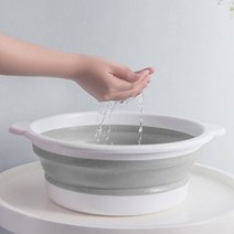 접이식 캠핑 물놀이 고무 다라이 세수대야 / 바가지 욕실 세숫 빨래, 그레이/화이트 대