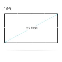 Docooler 150 인치 프로젝터 스크린 와이드 16 : 9 휴대용 프로젝션 주름 접이식 실내 야외 영화 화면 홈 오피스, 150in