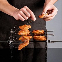 양꼬치기계 꼬치구이기계 양꼬치그릴 스테인레스 스틸 바베큐 꼬치 그릴 케이지 로티세리 포크 침 숯불 치킨 로스터 오븐 캠핑 요리 도구, 25cm