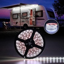 미국발송 OPPBUY RV LED 차양 파티 조명 16.4피트/5M 12V 쿨 화이트 캠퍼 차양 조명 방수 RV 외부 차양 조명 스트립 RV 캠퍼 여행 트레일러 매점 스탠드 푸