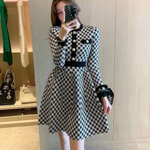 체크원피스코디 가을스타일 VINTAGE 첫사랑 달콤미 허리보정 작은 가슴 계 가을옷 키커 보이는 3779848521