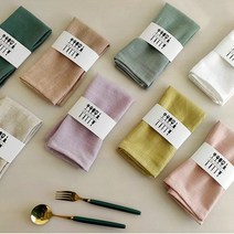 OHS-LTS 877 테이블 냅킨 타올 8컬러 티타올 호텔 키친 크로스 린넨 매트, 화이트