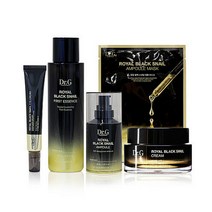 닥터지 로얄 블랙스네일 크림+에센스+아이크림+앰플+마스크팩 1매 5종 선물 홈케어 스킨 케어 세트 피부 탄력 로얄젤리 단백질 블랙비 꿀 추출물 소프트 코팅 제형 기미 잡티 케어, 1세트, 에센스165ml앰플30ml크림50아이크림30ml팩30