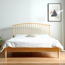북유럽산 소나무 원목 침대 프레임 신혼부부 가구 SS, 그레이