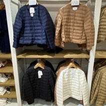 여성 덕다운 슬림 초경량 패딩 브이넥 라운드 고급 경량 다운 내피 쇼트 코트 화이트