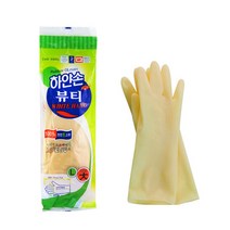 하얀손 뷰티고무장갑 백색 대/중 1팩10켤레 조리 요리 청소 주방, 대, 대(L)