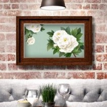 목단꽃그림 흰목단 옥색바탕 와이드 나무느낌, 상세페이지 참조