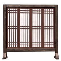 {생활의 지혜] 736-503 폭 130 x 높이 123 cm 월넛색 양면 동일 디자인 찢김 방지 한지 사용 원목 파티션 인테리어 생산 공장 비 규격 생산 가능