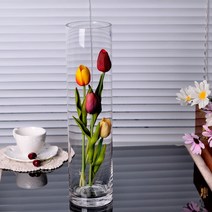 스트레이트 배럴 꽃병 투명 풍부한 대나무 꽃병 웨딩로드 가이드 스트레이트 원통형 바닥 플라스틱-73304, 05. 지름 15cm 높이 35cm