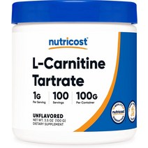 뉴트리코스트 L-카르니틴 타르트레이트 파우더 100g 250g Nutricost L-Carnitine Tartrate Powder, 개