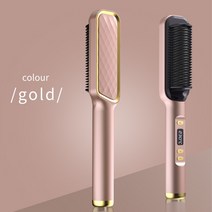 포마드빗 남성 수염 스트레이트너 전기석 세라믹 헤어 컬러 브러시 빗 컬링 아이언, 04 gold_02 EU, [04] Gold