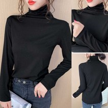 겨울 데일리 레이어드 이너 코디 여자 긴팔 반 폴라 IX4 여성 목 티 얇은목 검은 간절기옷 봄옷 셔츠