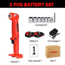 전동 라쳇 렌치 무선 충전용 임펙트 임팩트 랜치 전기 래칫 280nm 무한 가변 속도, 2 배터리 미국 플러그