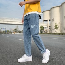 대학 바람 와이드 레그 남성 얇은 청바지 트렌드 캐주얼 아빠 바지 스트레 없음 다목적 스트레이트