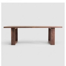 호두나무 식탁 세트 월넛 4인용 6인용 북미산 흑호두 4.3cm 원목 책상 테이블 전원식 다탁, 화이트왁스 나무 벤치 2.8 두께 _1x1x1cm