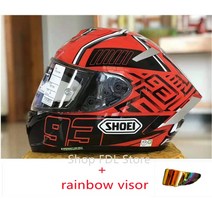 바이크 헬멧 오토바이 스쿠터 반모 풀 오픈 SHOEI X 14 페이스 R1 60 주년 기념 쇼에이, 14.rainbow visor - XL