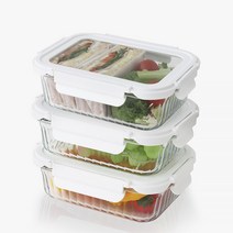 네오플램 글라스캡 내열유리 반찬통 밀폐용기 3p세트 600ml, 1세트