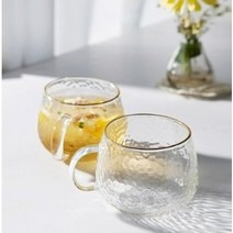 제이테이블 골드 내열유리 머그컵 400ml, 투명, 6개