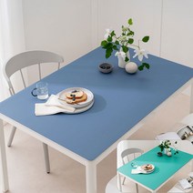 (14colors 11size) 롤로아 100% 방수 가죽 식탁보 테이블보, 120x80cm, 양면-7 (Deepblue+Deepmint)