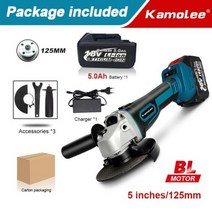 슬라이딩각도절단기 멀티커터기 고속절단기 KamoleeM14 125MM 5 인치 브러시리스 무선 앵글 그라인더 18500RPM 4 단 절단 마끼다 18V 배터리와 호환 가능, Two Battery Carton+125mm EU