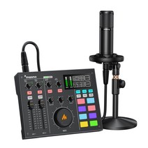 Maonocaster 오디오 믹서 오디오 인터페이스 DJ Mixer 올인원 팟캐스트 스튜디오 컴팩트 배포 장비 XLR마이크 첨부 Youtuber 라이브 전달 기타 연습 PC 레코딩 게이밍에 대응(AM100K1)