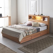 동서가구 이즈 카이 LED 수납침대 슈퍼싱글 퀸, 10_침대프레임Q+55T라텍스매트 ISG070, 오크
