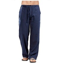 대형 유리 화병 코튼 린넨 플러스 사이즈 남성 바지 통기성 클래식 캐주얼 조깅, [02] M, 01 navy blue_02 M