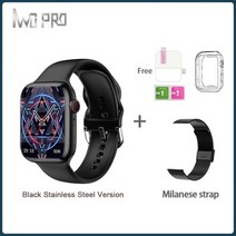 스마트워치IWO W57 MAX 남성용 스마트 시계 SmartWatch NFC 1.95IPS 대형 화면 428*518 해상도 380mAh 배터, 24 Black stainlesssteel