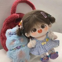 밤알 20cm면인형 무속분 초아소녀 하트 털털인형 피규어 인형이 여자를 선물한다, 2 밤나무 누드 베이비 + 체크 무늬 스커트 + 헤어, 20cm