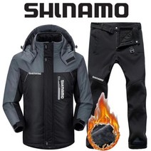 SHLNAMO 자켓 바지 여름낚시복 우의 내피 고어텍스 두껍고 따뜻한 플리스 낚시 의류 남자용 플러스 사이즈 반사 등산 의류 겨울 107029, 2XL, 블랙 1