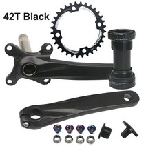 170mm 104BCD MTB 자전거 크랭크 셋 축 스핀들 중공 통합 커넥팅로드 자전거 크랭크 암 30T 32T 40T 42T 단일 체인 링, 170 42t 블랙