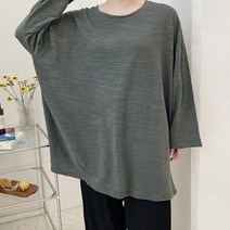 요모조모플러스 빅사이즈 오버핏 롱박스 슬라브 트임 티셔츠(66-130)