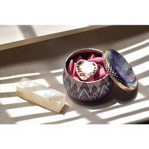 제이아로마향 태국 천연 아로마 콘향 기하학 꽃잎 원형 틴케이스 세트, 라벤더